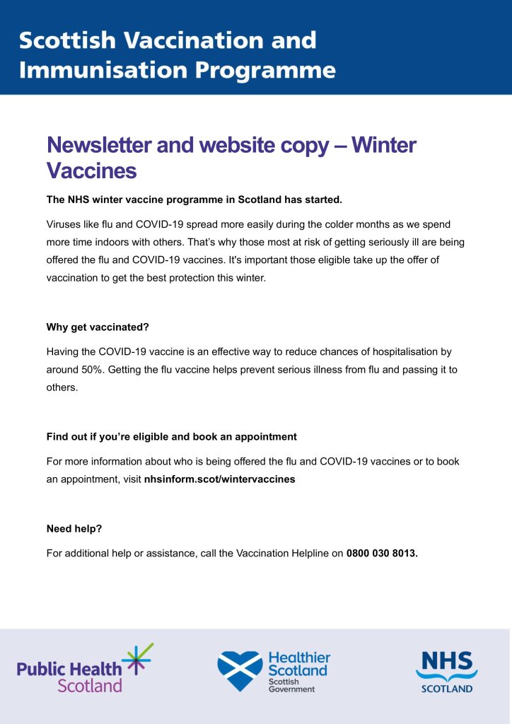 Scottishvaccinationandimmunisationprogrammewintervaccines